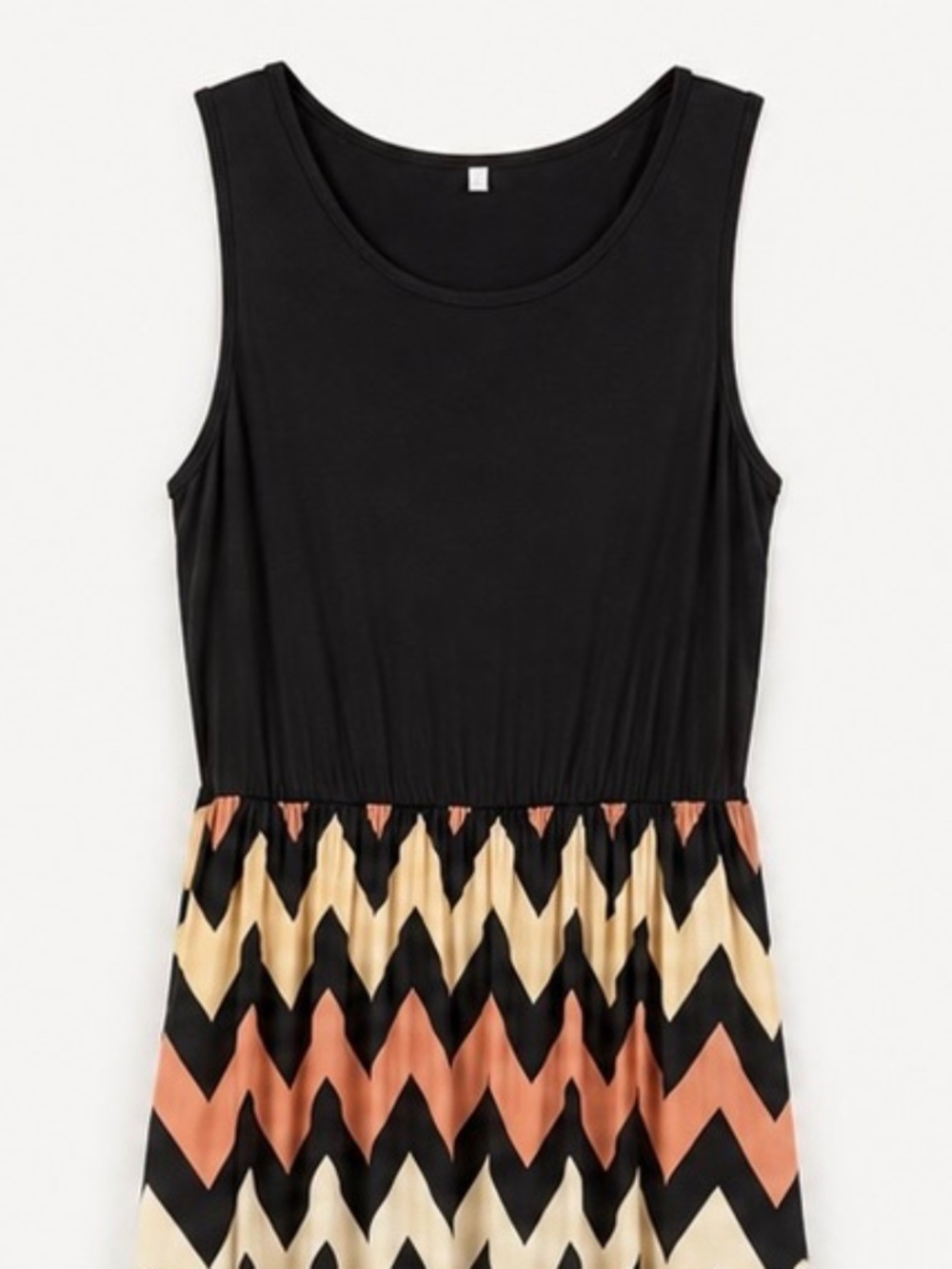 Black Peach Cream Chevron Sleeveless Maxi Dress Plus Size 2XL